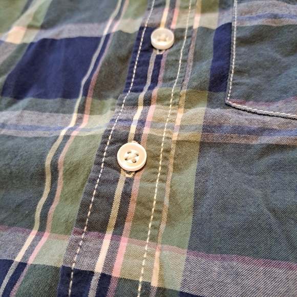 Boys Green/Blue Button-Down Plaid Short Sleeve Size 6 *Same Day Shipping* - Picture 7 of 8